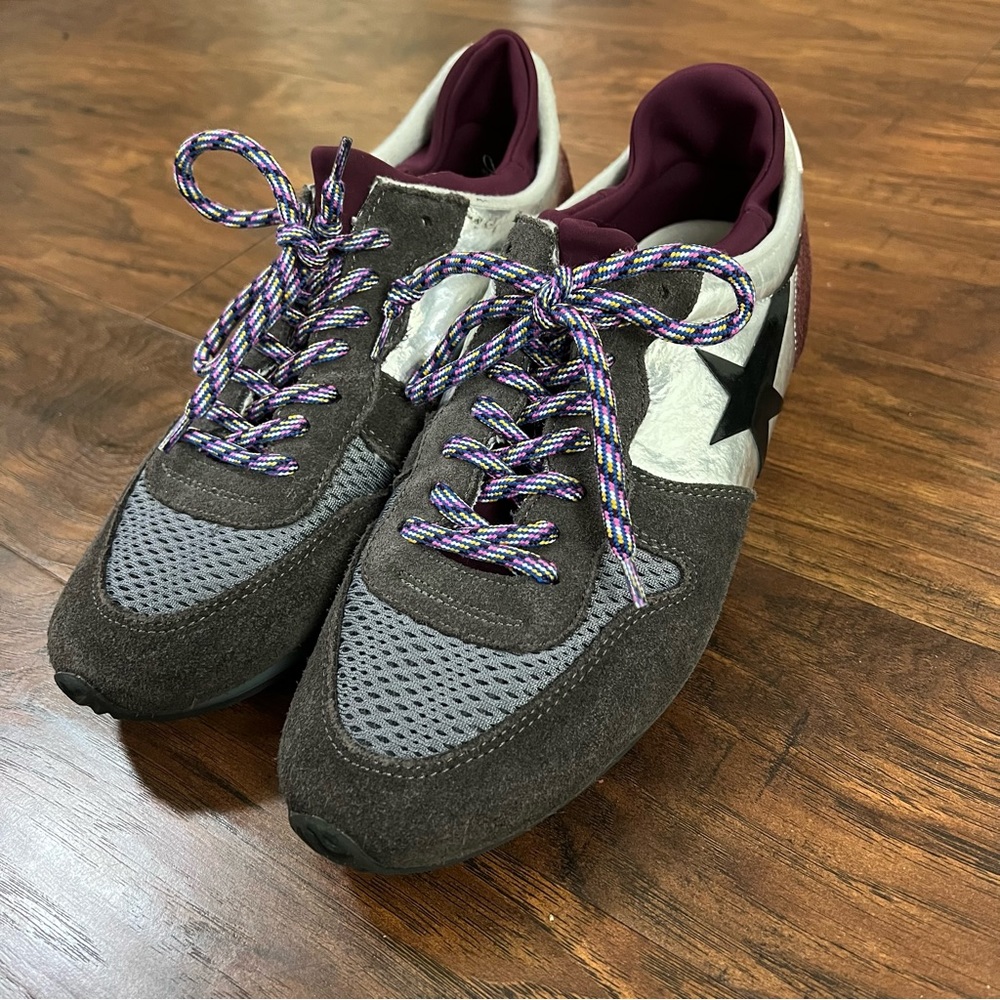 Golden Goose (Haus Deluxe Brand) Maroon & Gray Sneakers with Stars